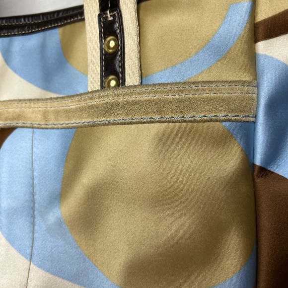 Coach Hamptons Scarf Print Tote Blue/Multicolor No 10115 - Used - Picture 7 of 15